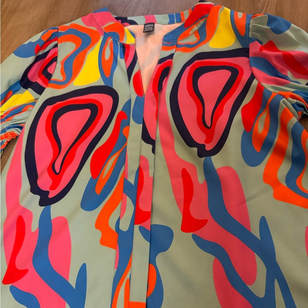 Colorful Abstract Patterned Women's Top - Picture 2 of 2
